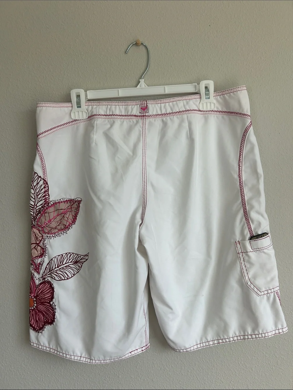 Insane Y2K Roxy White & Pink Unisex Board Shorts With Flowers